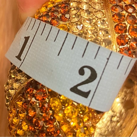 Women’s Formal Wide Tricolor Rhinestones Wristband Hinged Open Bracelet Bangle. - Picture 6 of 6